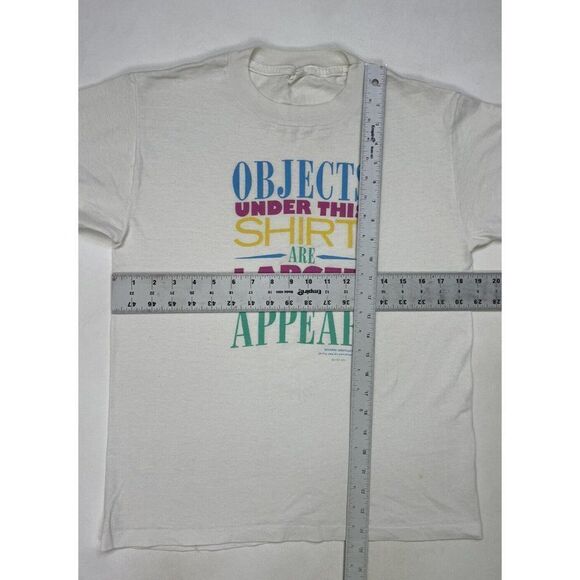 VTG Objects Under This Shirt Are Larger Than They Appear Women 90s Single Stitch - Picture 8 of 8